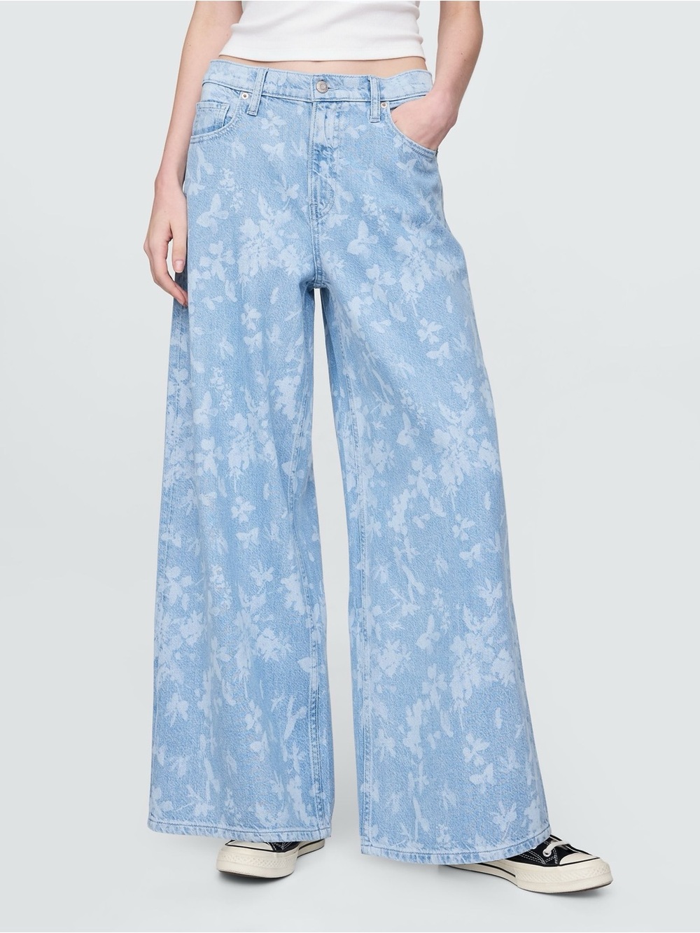 GAP Light Blue Floral Wide-Leg Jeans